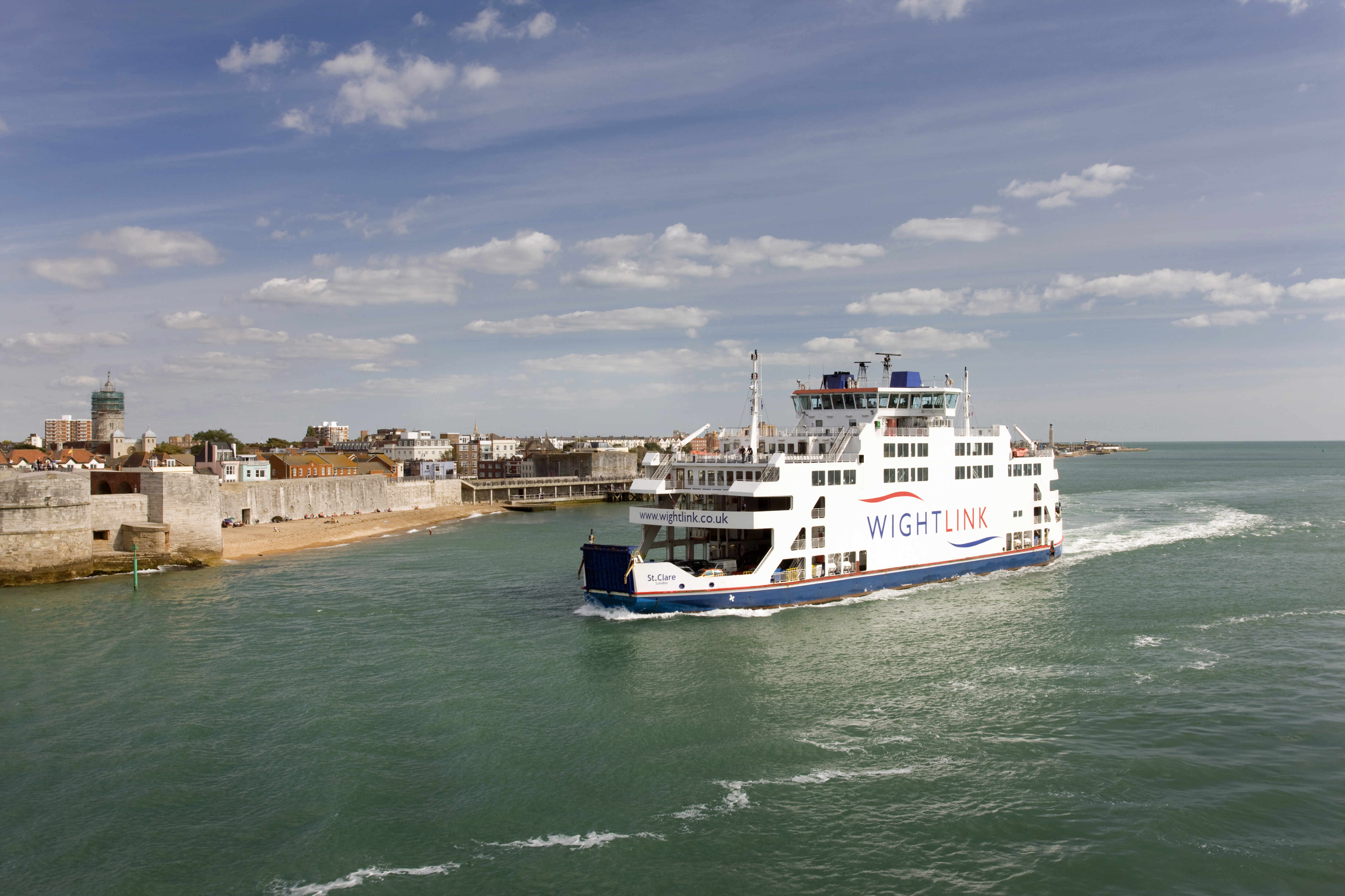 A photo of a Wightlink ferry at Portsmouth Harbour Mouth