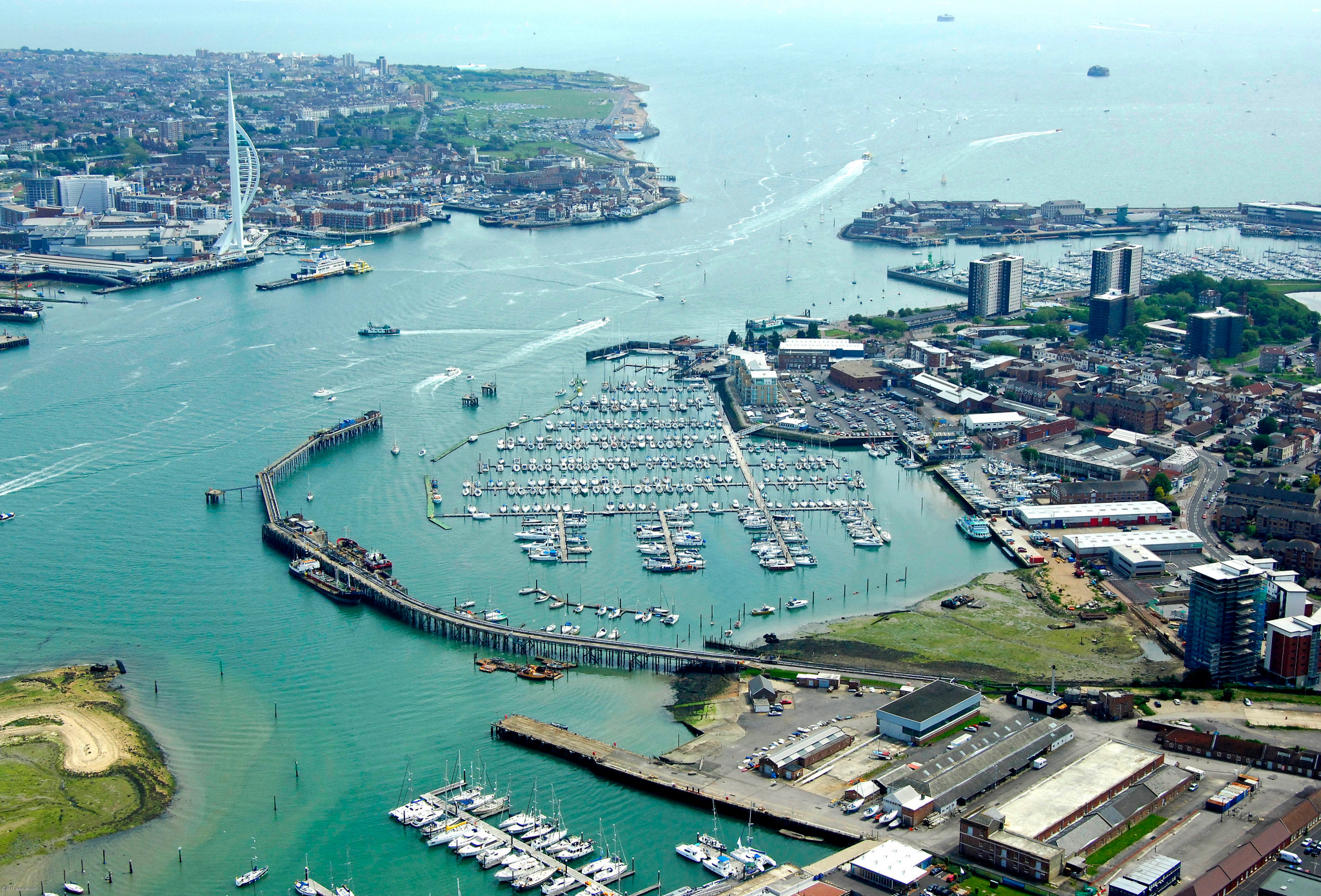 Aerial photo of Gosport Marina.